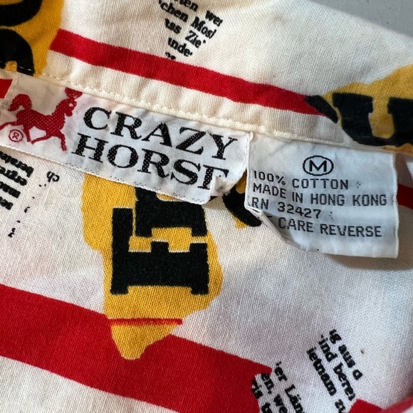 Vintage 80s French Newsprint Oversized Button Down Shirt by Crazy Horse - Picture 11 of 14